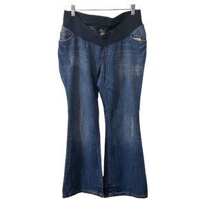 Motherhood Maternity Flare Distressed Pull-on Stretch Jeans Blue‎ Women Medium